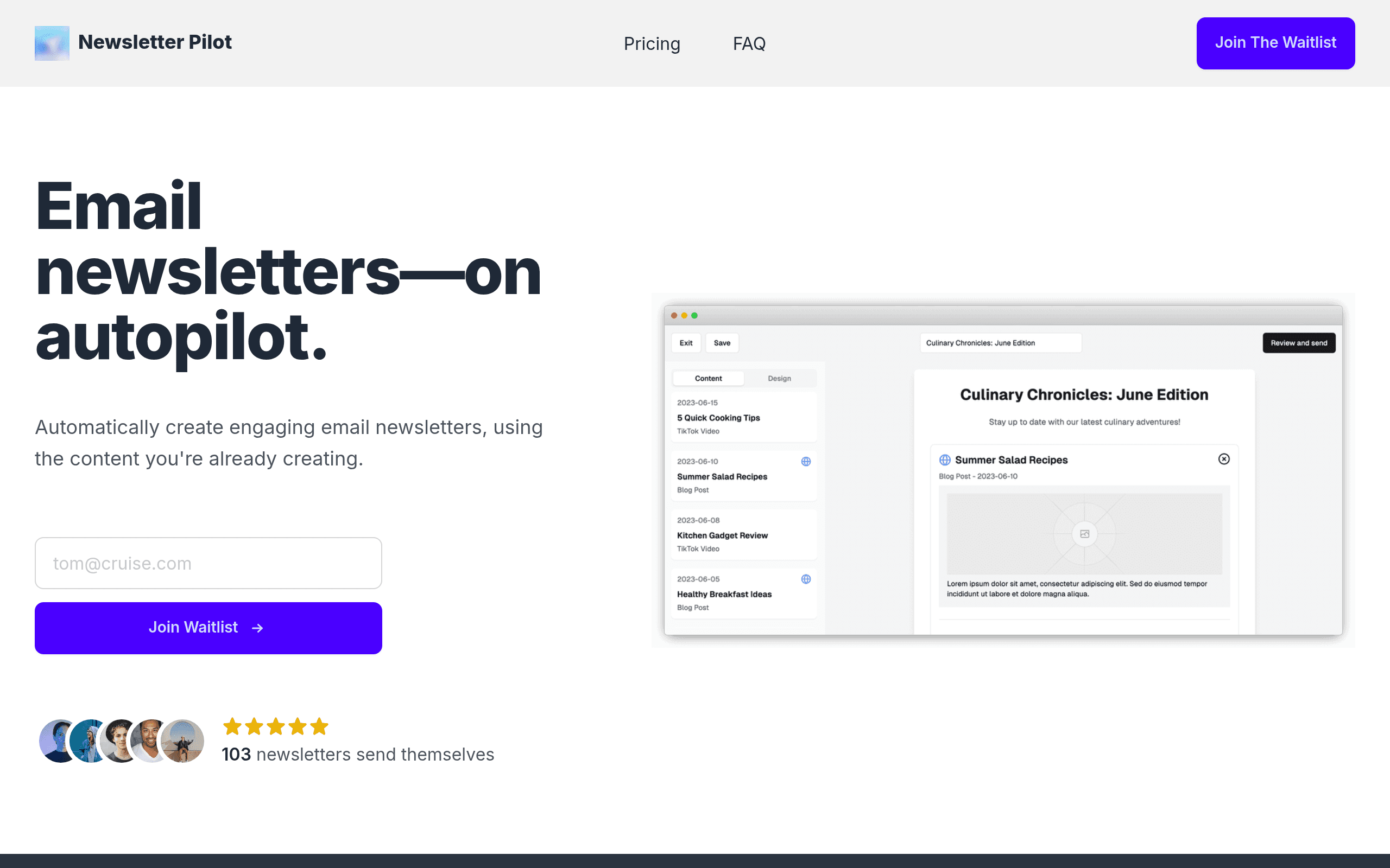 Newsletter Pilot screenshot