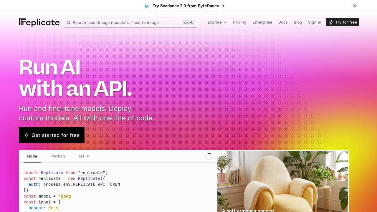 Replicate screenshot