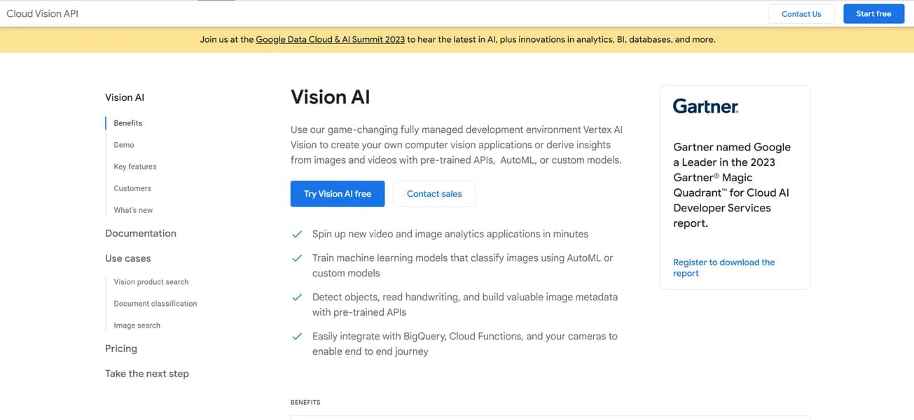 Google Cloud Vision AI screenshot