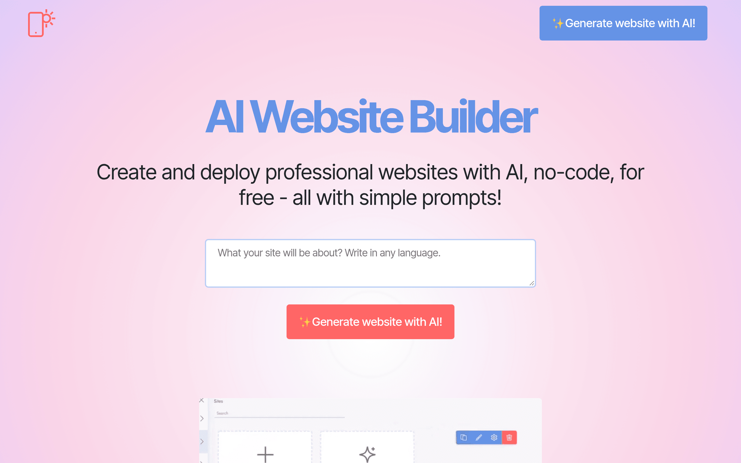 Mobirise AI Website Builder screenshot