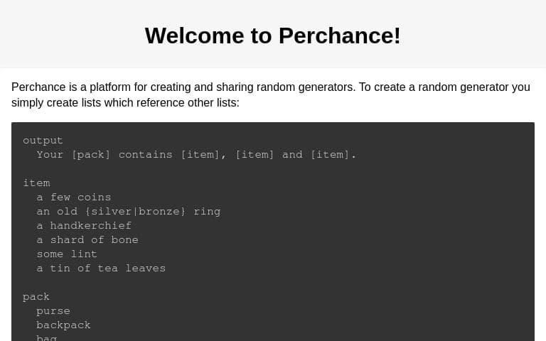 Perchance screenshot