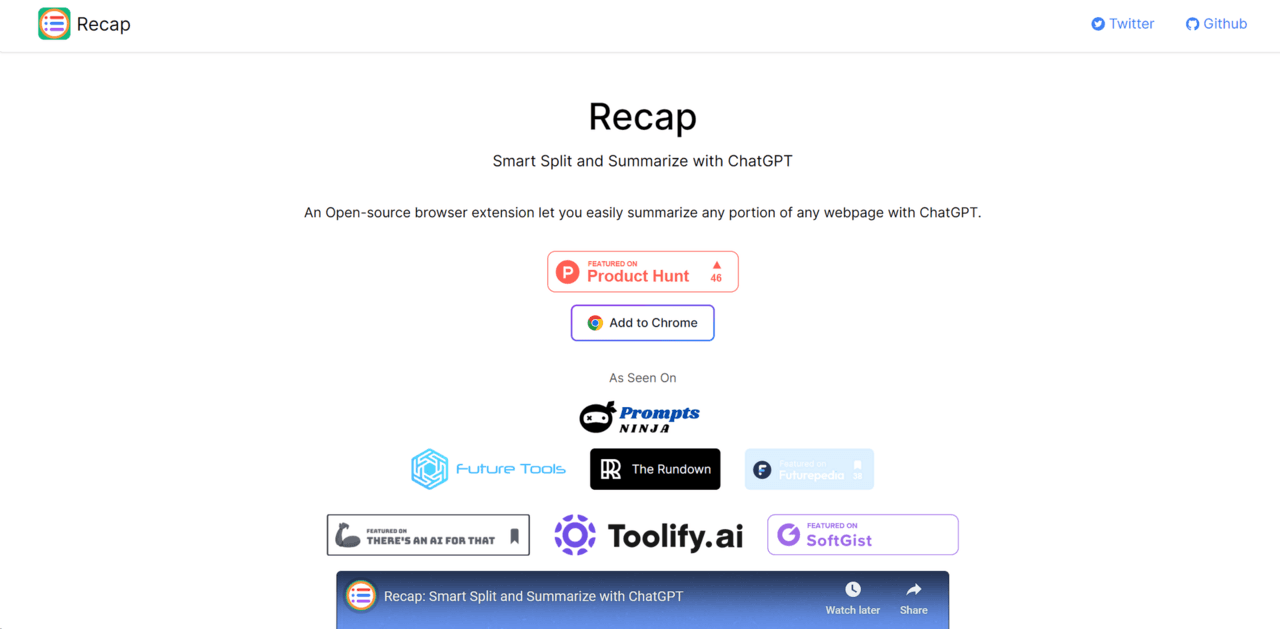 Recapext screenshot