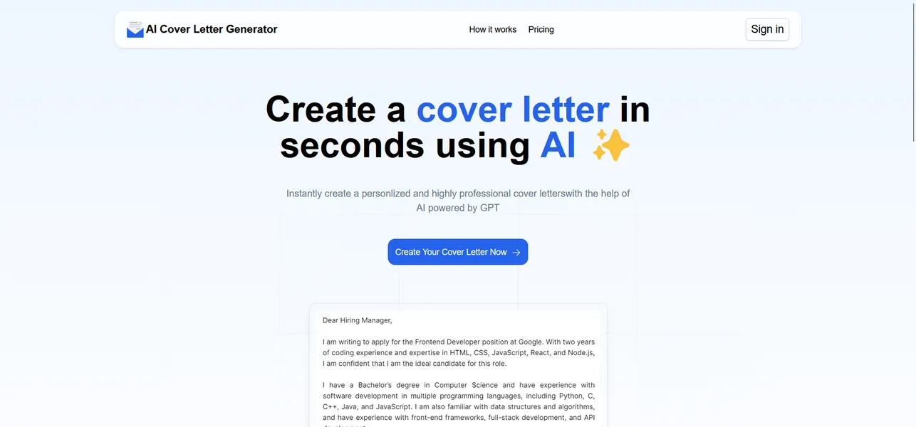 AI Cover Letter Generator